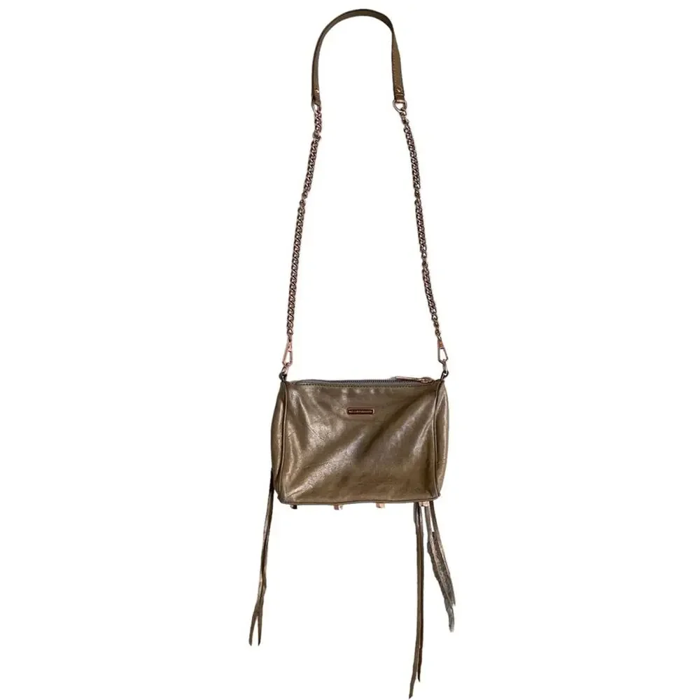 Rebecca Minkoff Gold Leather Zippered Convertible Crossbody Shoulder Purse